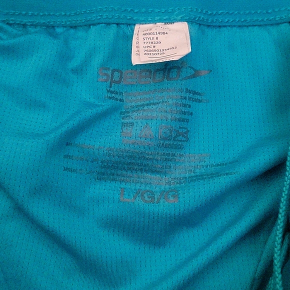 Mens speedo Swim shorts quick dry bottom lined color turquoise grey size large - Picture 2 of 10